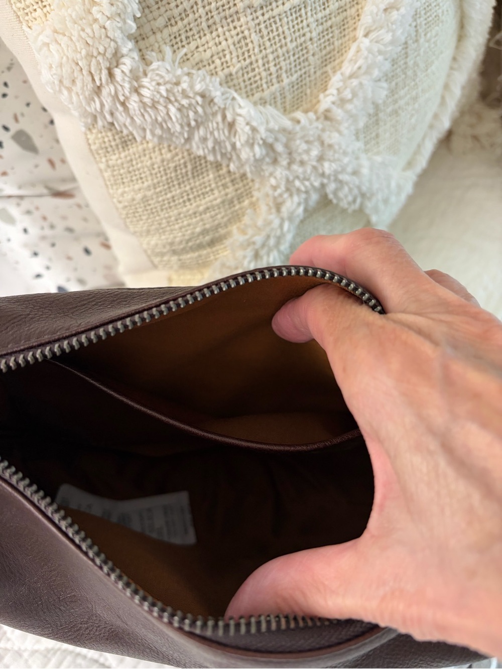Women's Dark Brown Leather Crossbody Bag - Picture 3 of 4
